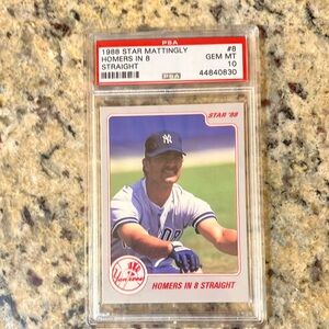 1988 Star Don Mattingly Baseball Card Homers In 8 Straight PSA GEM MINT 10